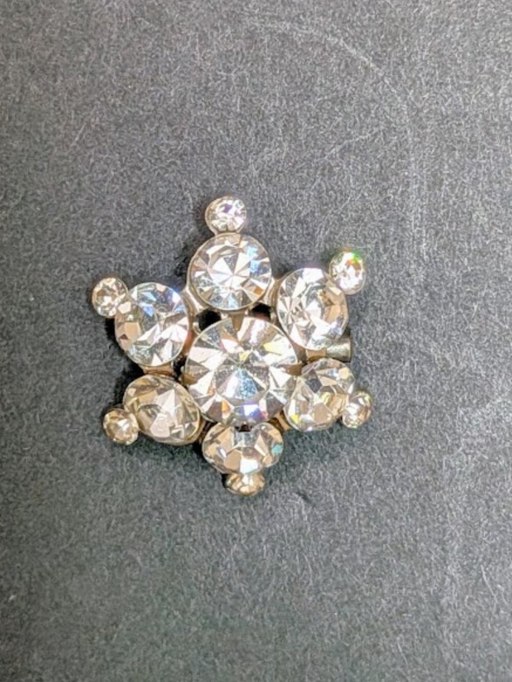 Vintage 1940s 50s Clear Rhinestone Floral Starburst Brooch Pin